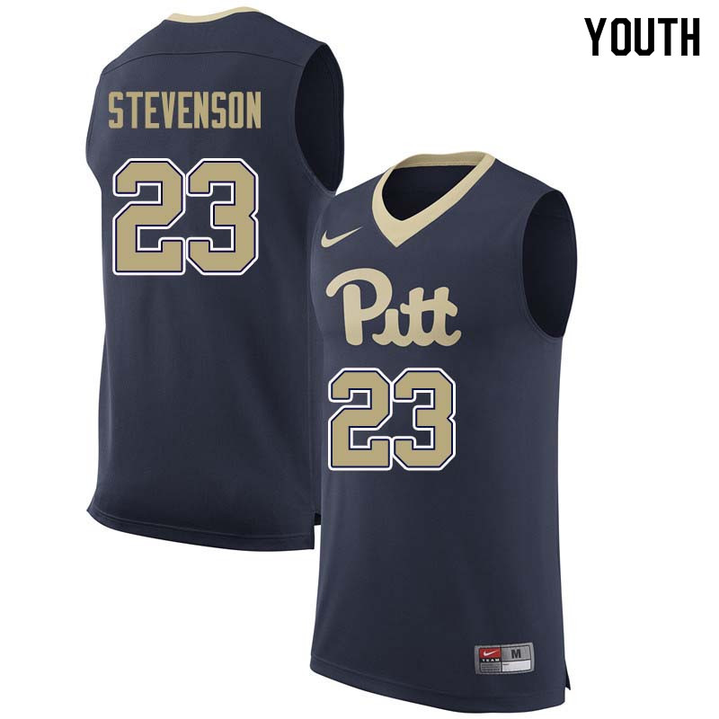 Youth #23 Shamiel Stevenson Pittsburgh Panthers College Basketball Jerseys Sale-Navy